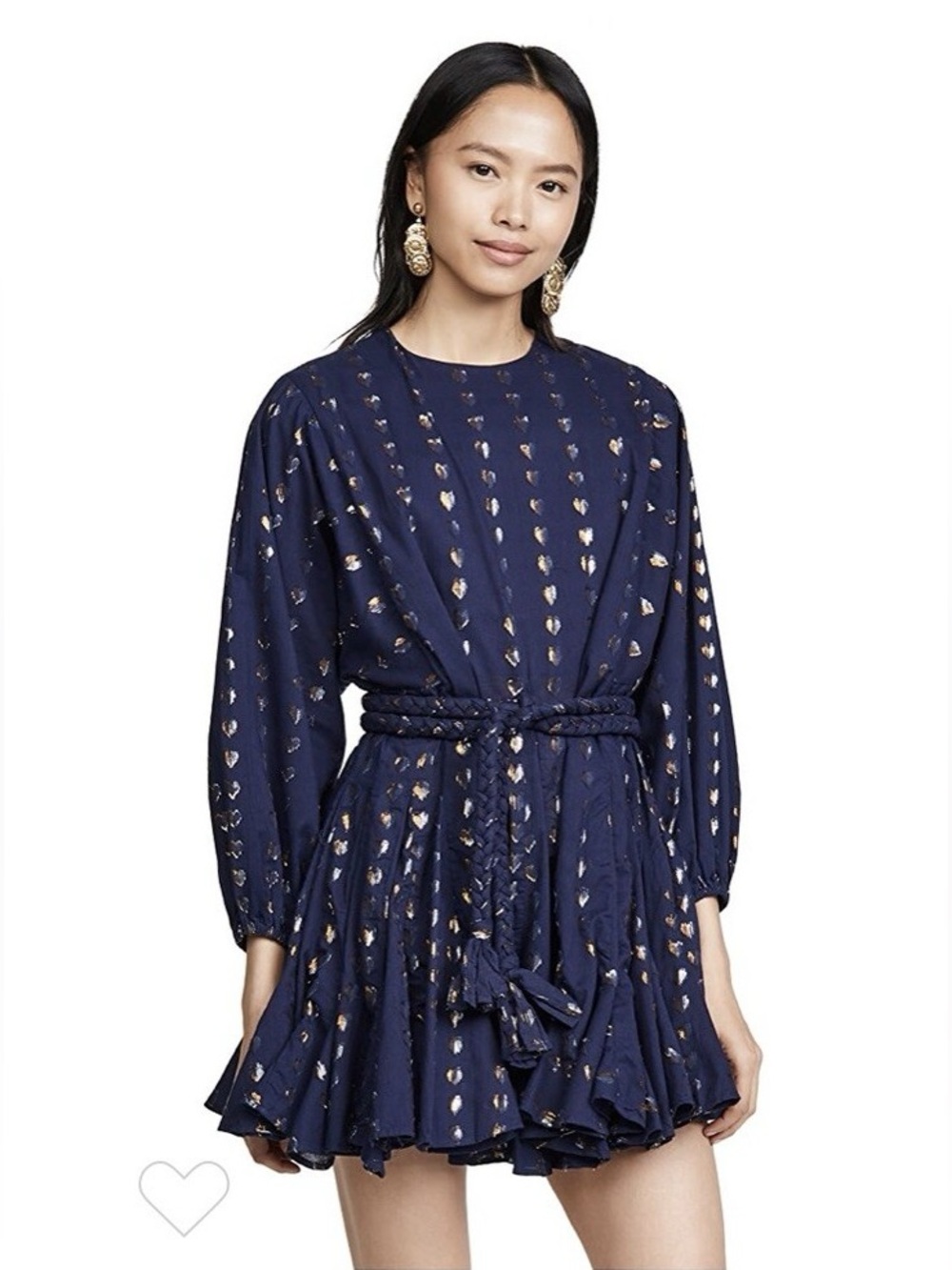 Rhode Ella navy metallic  heart print mini dress